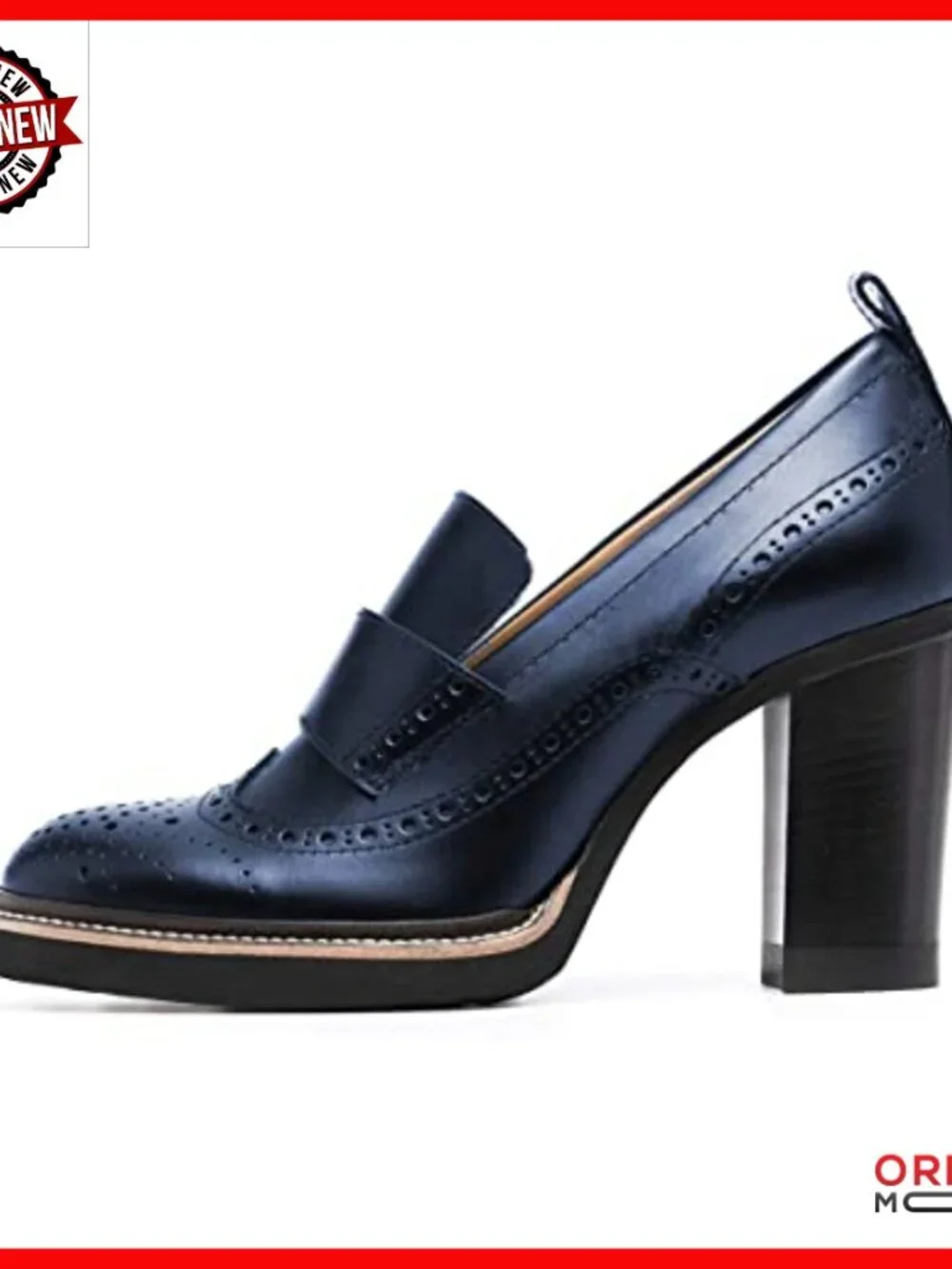 Chunky High Heel Oxford Loafers, Round Toe, Vegan Leather, Size 4-15
